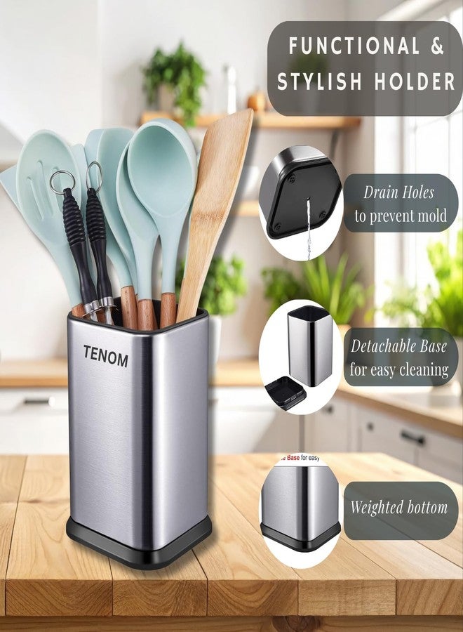 TENOM Spoon Holder, Spoon Stand For Kitchen Steel, Cutlery Stand, Spoon Organiser For Kitchen, Ladle Holder, Spatula Holder, 12 cm, 11 cm , 12 x 11 x 17.7 Centimeters - Image 5